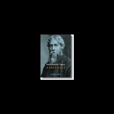 Fotografia a preto e branco de Rabindranath Tagore com texto do título do livro.