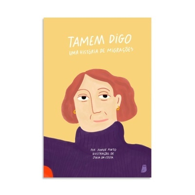 Capa de livro com ilustração de mulher e texto TAMEM DIGO UMA HISTÓRIA DE MIGRAÇÕES