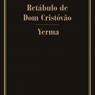 Capa de livro preta com texto dourado e moldura fina dourada