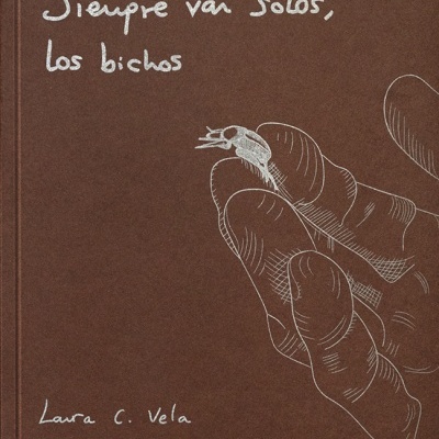 Capa de livro marrom com ilustração de mão segurando um inseto e texto