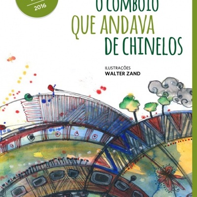 Capa do livro O Comboio Que Andava De Chinelos com ilustrações coloridas e texto em verde.