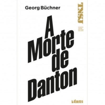 Capa branca do livro A Morte de Danton com texto em preto e detalhes dourados