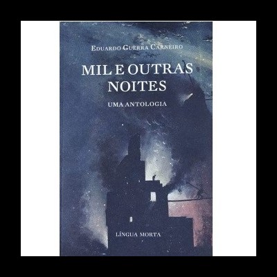 Capa de livro 'Mile e outras noites' com fundo azul escuro e silhueta de castelo