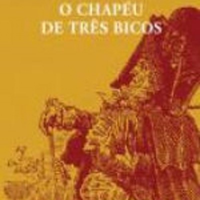 Capa de livro amarelo mostarda com texto branco e ilustração castanha de figuras com chapéus triangulares