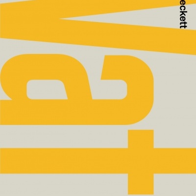 Capa de livro cinza claro com texto amarelo grande e 'Samuel Beckett' em preto vertical