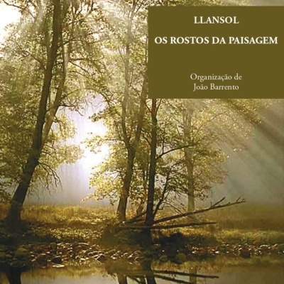 Capa do livro 'OS ROSTOS DA PAISAGEM' com árvores junto a lagoa e reflexo