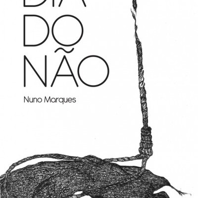 Capa de livro branca com título preto 'DIA DO NÃO' e corda preta detalhada à direita.