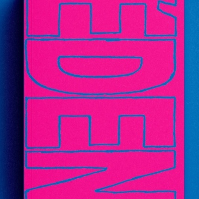 Livro com capa rosa e letras azuis com a palavra 'EDEN'