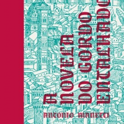 Capa de livro com ilustração de cidade e texto em vermelho e preto