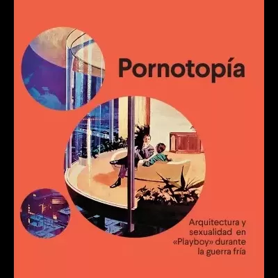 Capa de livro laranja com texto e imagens circulares