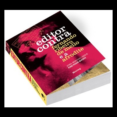 Livro 'editor contra fernando ribeiro de melo e a atrocite' com capa em vermelho, amarelo e preto