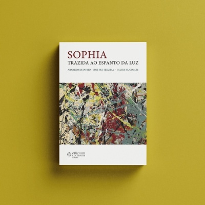 Capa de livro branco com ilustração abstrata colorida e texto em português sobre fundo amarelo