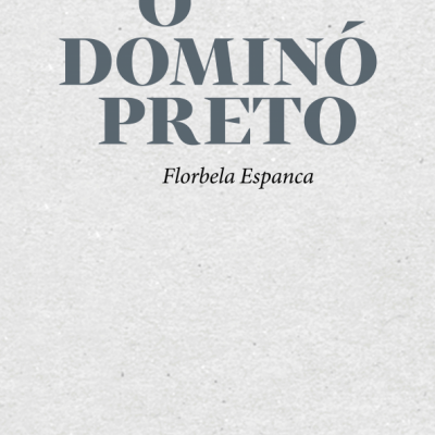 Capa de livro O Dominó Preto de Florbela Espança com fundo branco texto cinza e preto