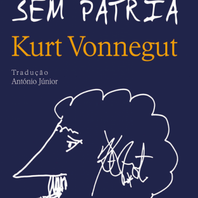 Capa de livro azul escuro com texto branco e amarelo e desenho de perfil de homem a traço branco
