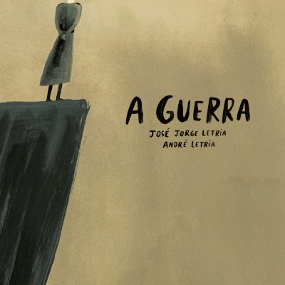 Capa de livro com título A GUERRA e ilustração de pessoa na beira de penhasco