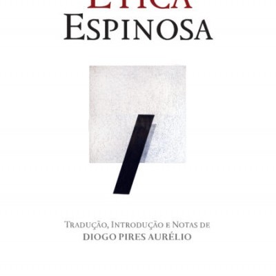 Capa de livro 'Ética Espinosa' com design minimalista e texto em português.