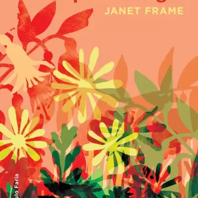 Capa de livro com texto e ilustrações de flores coloridas