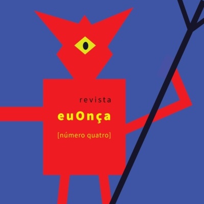 Capa de revista com figura vermelha de um olho, texto revista euOnça número quatro