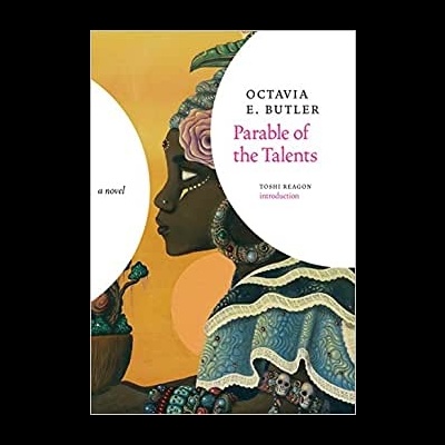 Capa de livro Parable of the Talents de Octavia E. Butler com ilustração decorativa