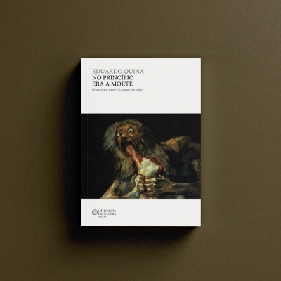 Livro 'No Princípio Era a Morte' com capa branca e imagem de pintura sombria