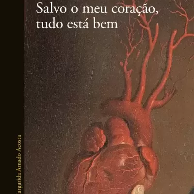 Capa de livro mostrando coração humano vermelho segurado por uma mão, com texto de título e autor