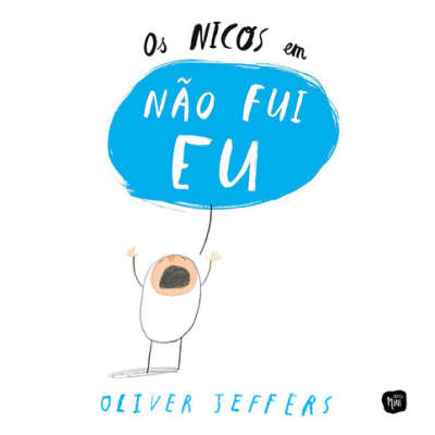 Capa de livro com figura humana e texto 'NÃO FUI EU' em balão azul