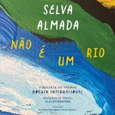 Capa de livro colorida com texto de título e prémios