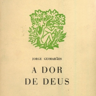 Capa de livro com título A DOR DE DEUS e ilustração verde de figura humana entre folhas