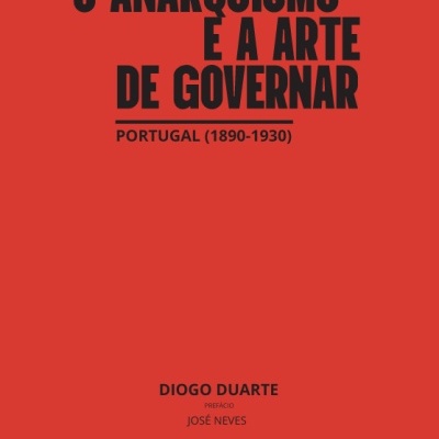 Capa de livro vermelha com texto preto sobre anarquismo em Portugal