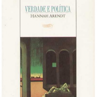 Capa do livro 'Verdade e Política' de Hannah Arendt com ilustração arquitetónica.