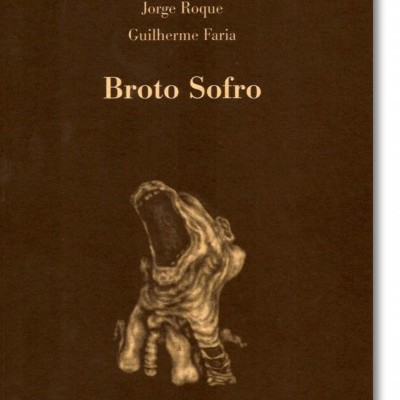 Capa de livro castanha com texto dourado e imagem abstrata