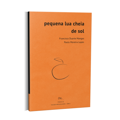 Capa de livro laranja com texto preto e desenho de maçã