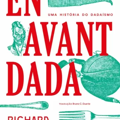 Capa de livro com texto e ilustrações vermelhas e verdes