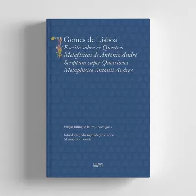 Livro azul capa dura com texto em português e latim, título e informações editoriais