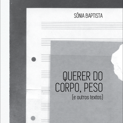 Capa de livro cinzenta com texto e folhas de pautas musicais