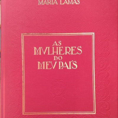 Capa de livro Vermelha com título dourado e relevo decorativo