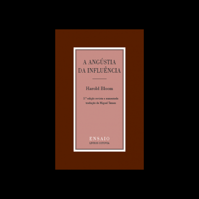 Capa de livro 'A ANGÚSTIA DA INFLUÊNCIA' de Harold Bloom sobre fundo castanho