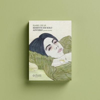 Capa de livro com ilustração de mulher sobre fundo verde