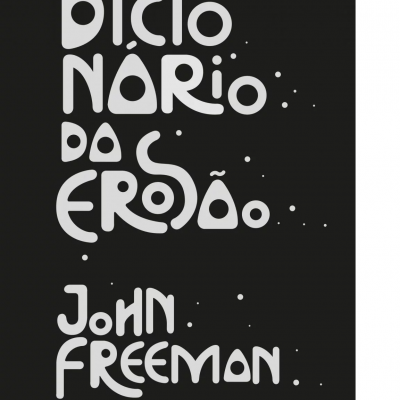 Capa de livro preta com texto branco 'Dicionário da Erró. John Freeman.'