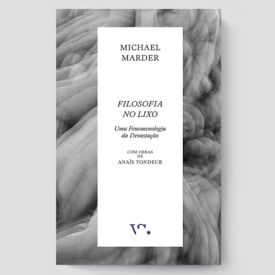 Capa de livro cinzenta com texto central em fundo branco