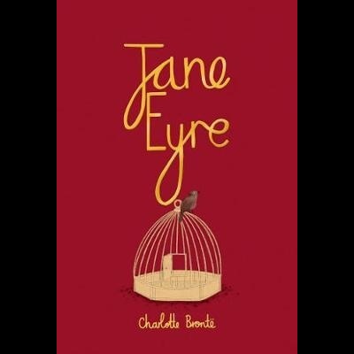 Capa de livro com título Jane Eyre e gaiola com pássaro