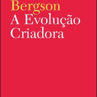 Capa de livro vermelho com texto Henri Bergson A Evolução Criadora