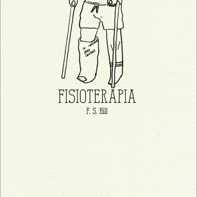 Capa de livro com desenho de pessoa com muletas e texto 'FISIOTERAPIA'.