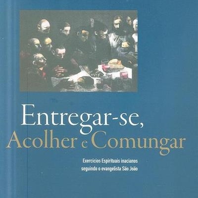 Capa de livro azul com título e imagem religiosa