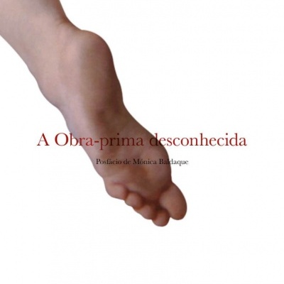 Capa do livro A Obra-prima desconhecida com imagem de um pé e texto