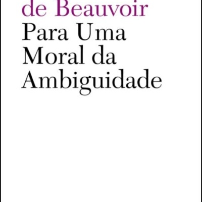 Capa de livro branca com título e autor em letras roxas e pretas