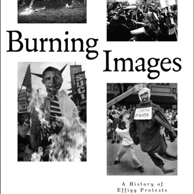 Capa de livro com imagens de protestos e queima de efígies