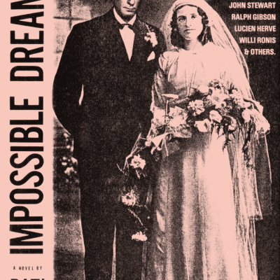 Capa de livro com noivo e noiva em preto e branco e título IMPOSSIBLE DREAMS