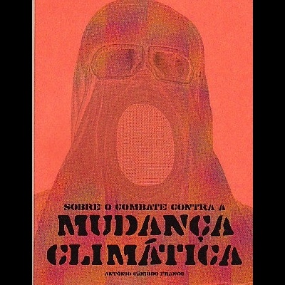 Capa de livro vermelha com máscara antigás e texto preto