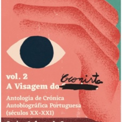 Capa de livro com ilustração de mão e olho, textos em branco e preto